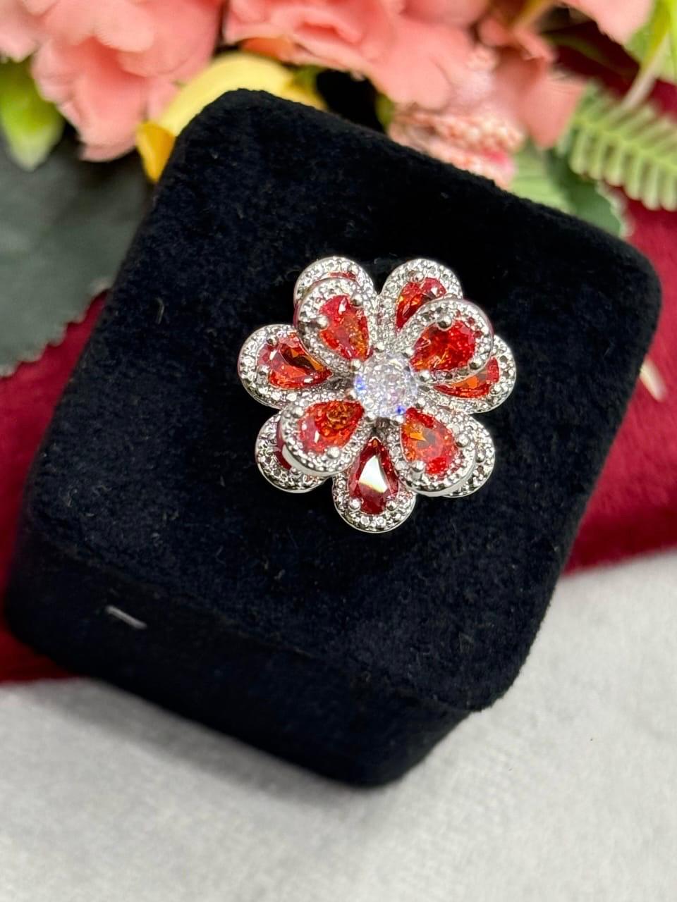 Floral Channel Setting Ring For woman