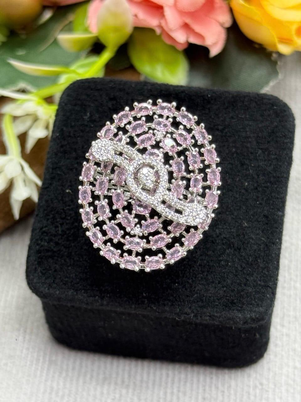 Charming Detailed Amd Studded Zircon Ring for woman