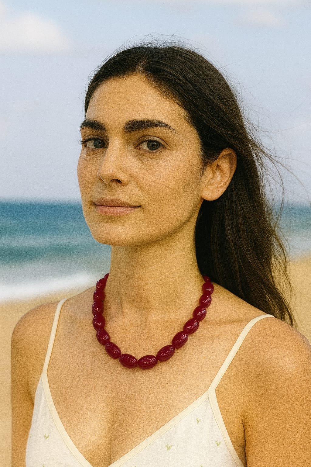 RED TUMBLES BEADS MALA FOR WOMEN