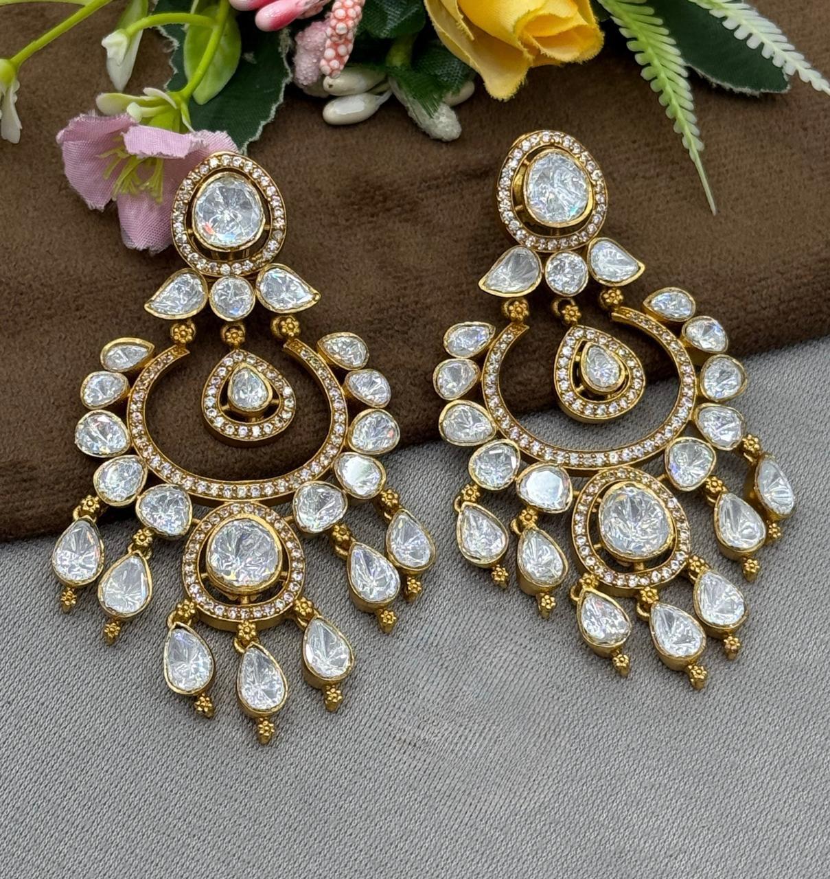 Chandbali With Mossanite Earring for woman