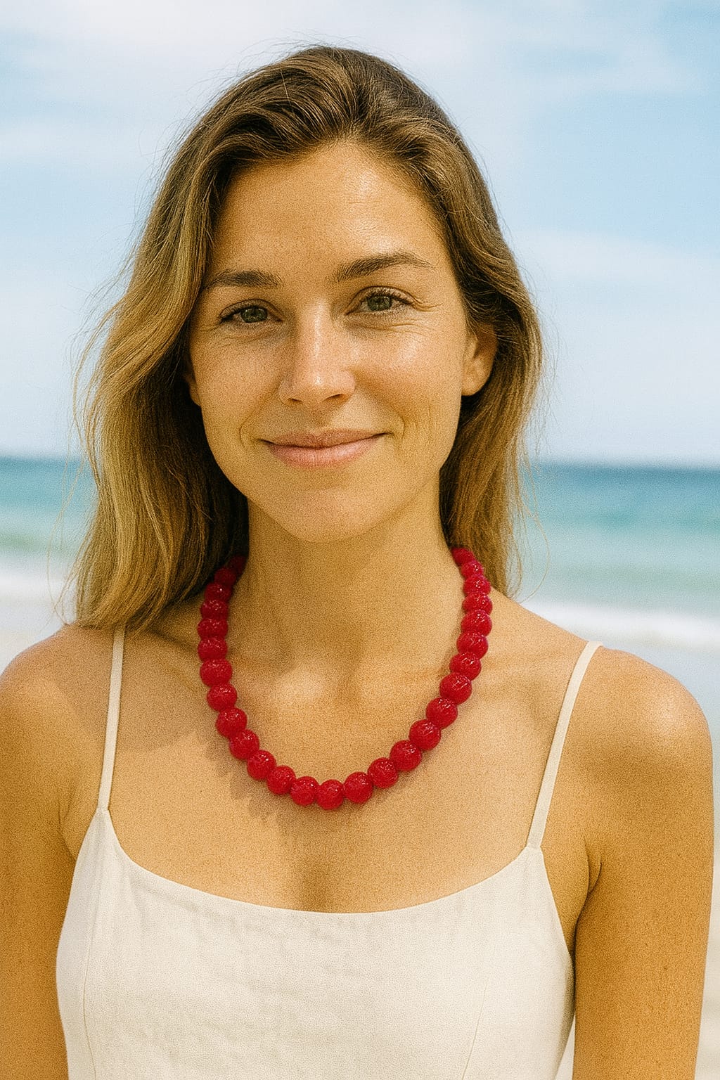PUMPKIN CARVING RED BEADS MALA FOR WOMEN