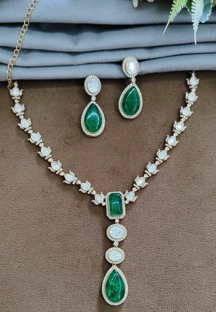 Long Mossanite Doublet Necklace