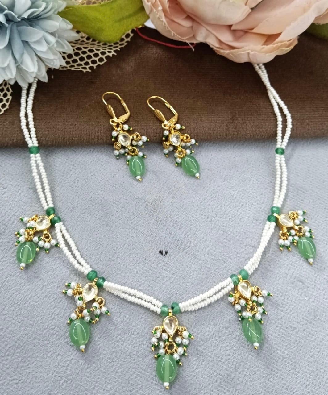 Floride Beading With Kundan Pearl Necklace