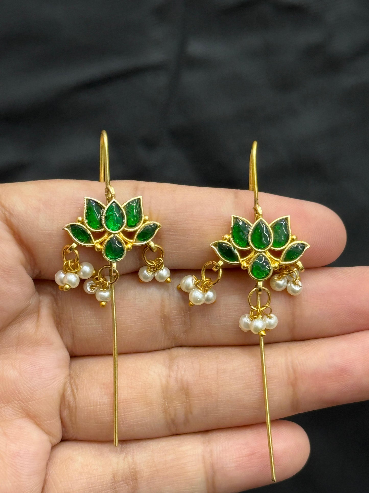 Ethnic Floral Emerald Green Earcuff