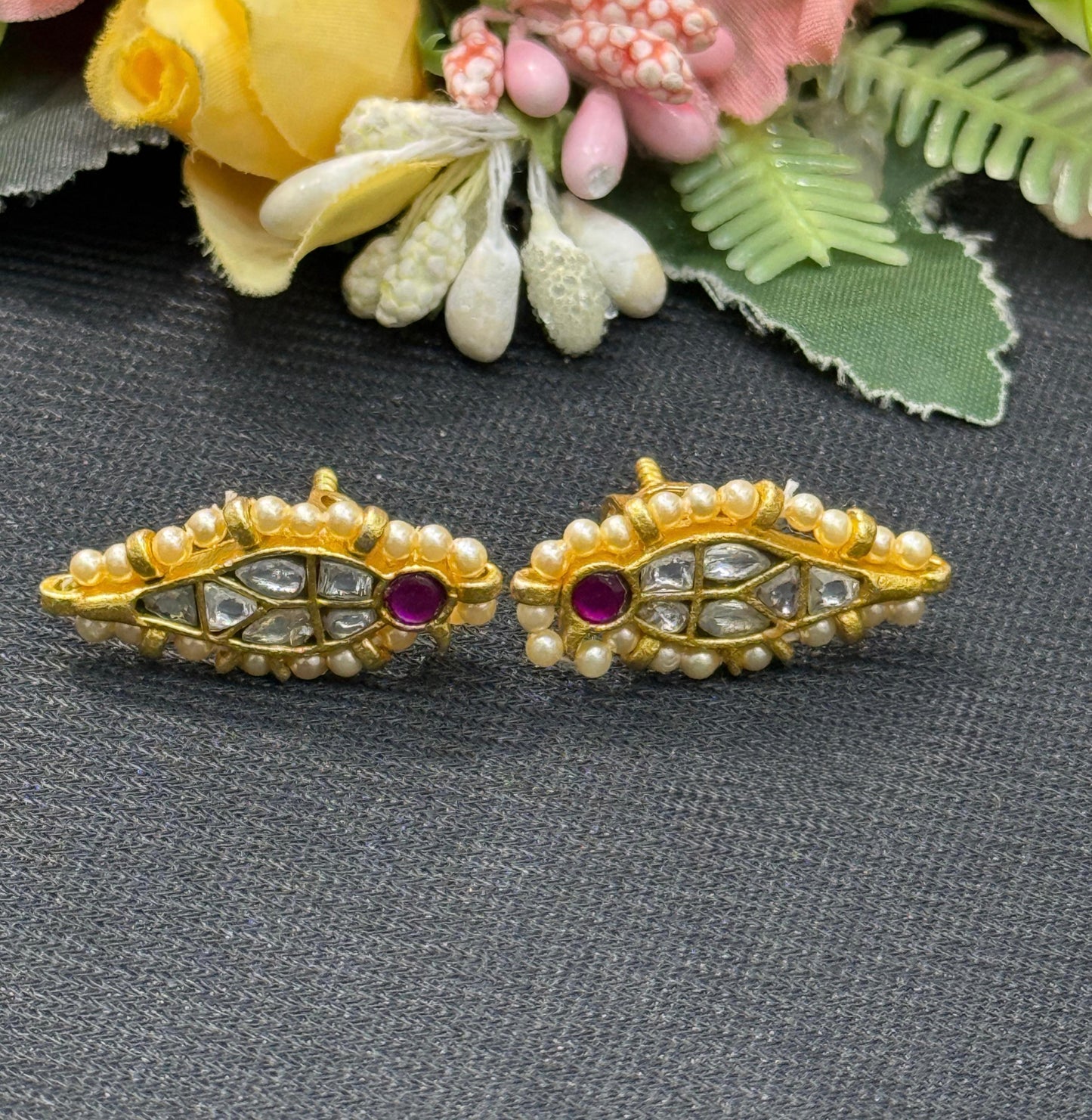 Cute Little Peacock White Studs