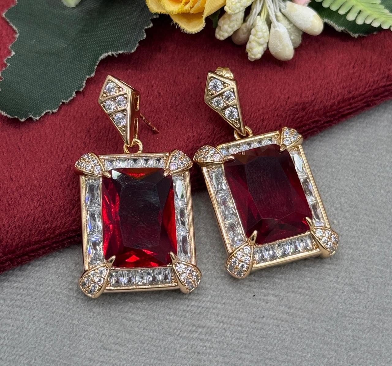 Vintage Red Stone Earrings
