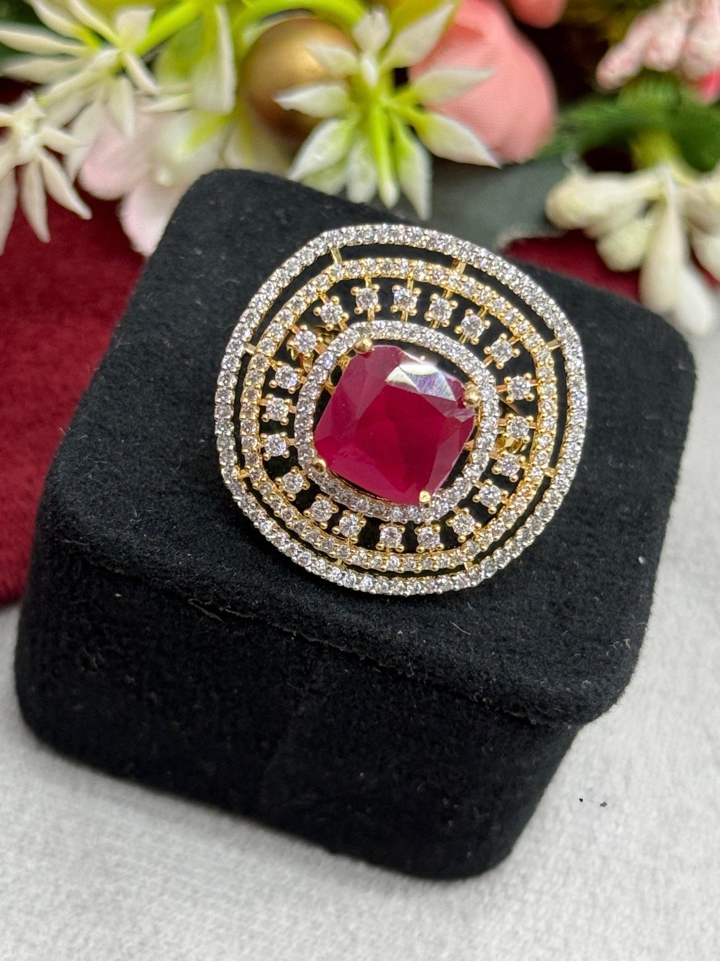 Vinatge Inspired Red Cocktail Ring