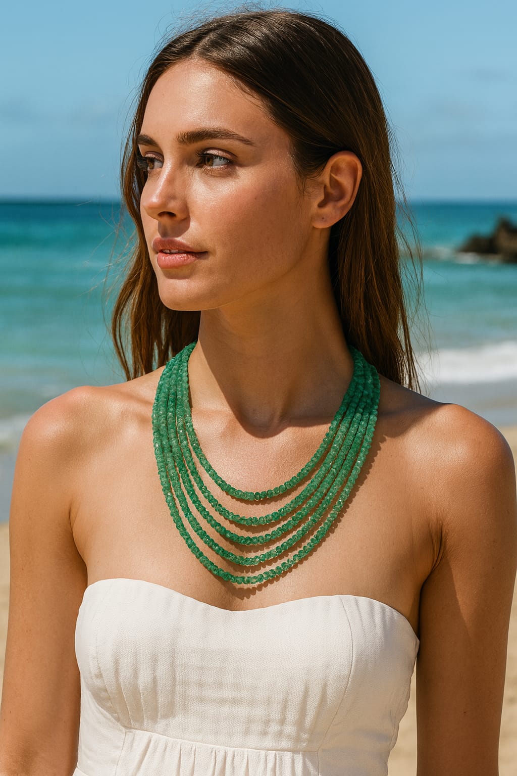 Antique Green Five Layered Beaded Mala For Women and Girl