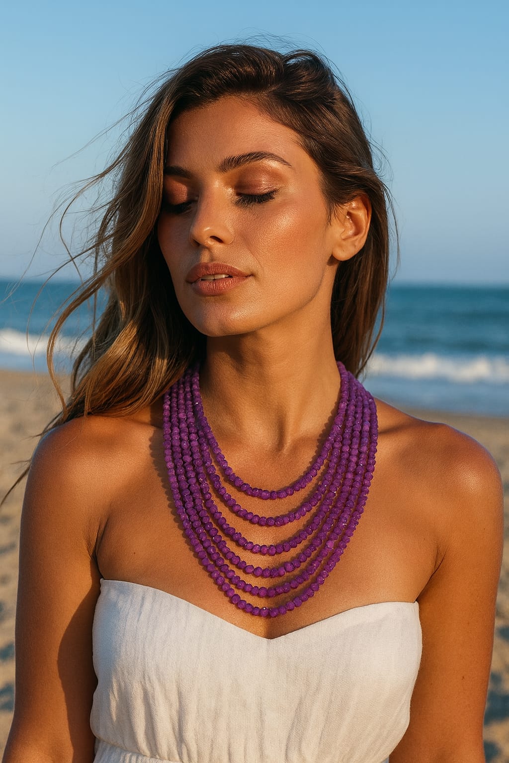 Antique Purple Five Layered Beaded Mala For Women and Girl