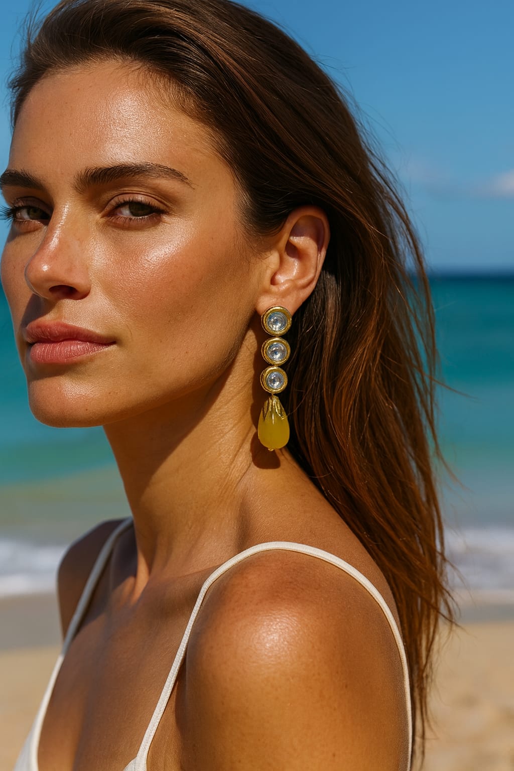 Meenakari Kundan With Tumble in Yellow Earrings for women