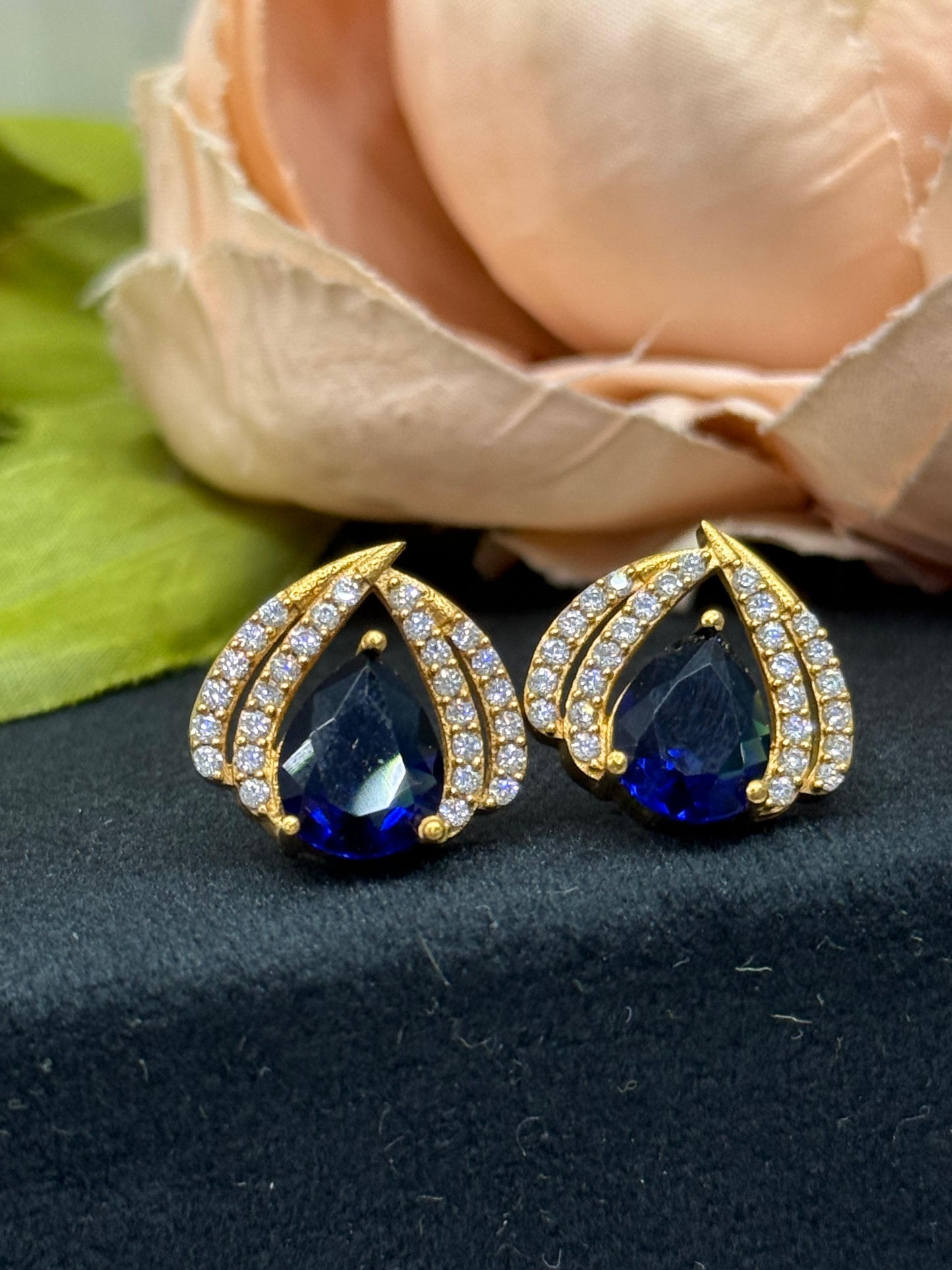 Cute and Little CZ Studs In Blue For Girls And Women