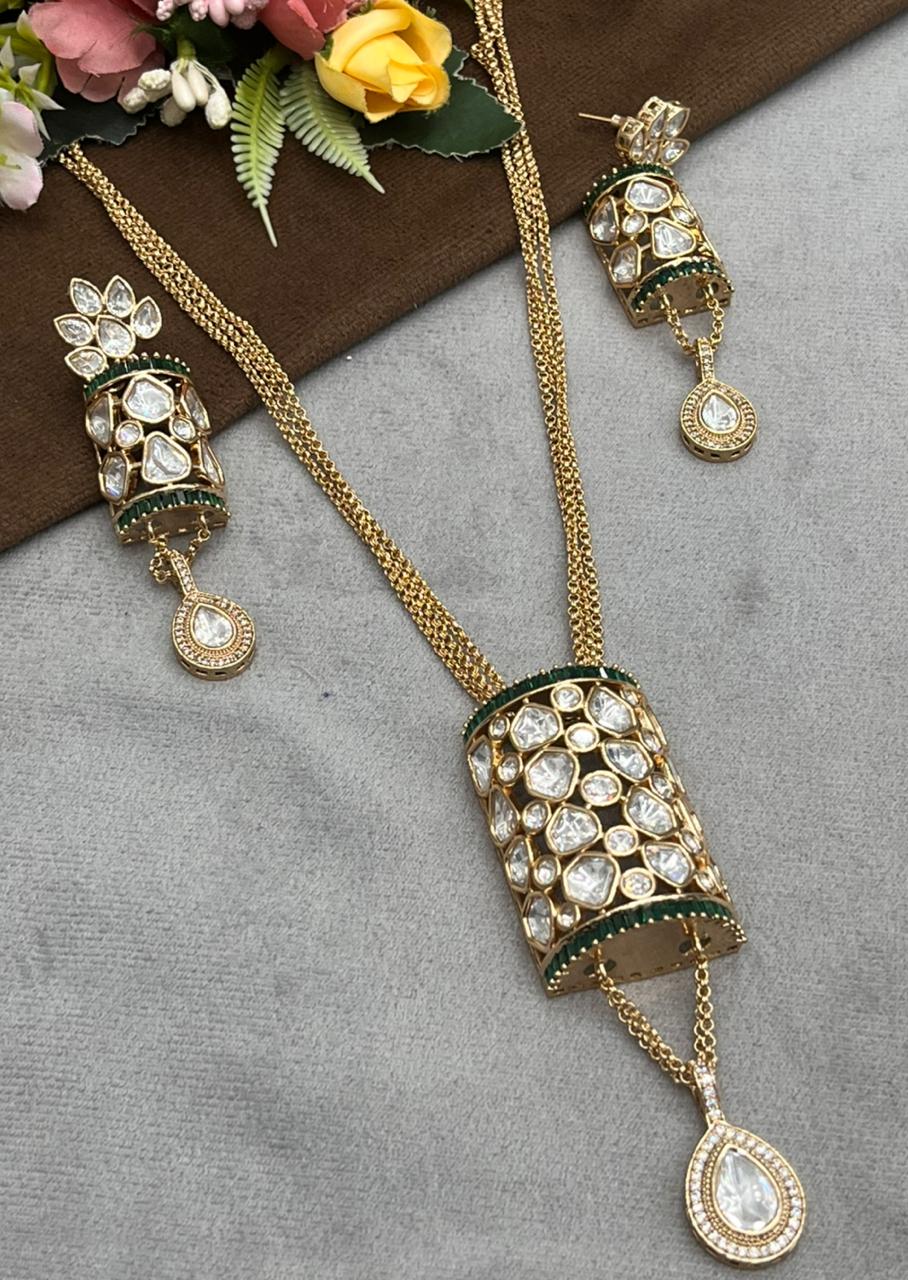 Long Chain Necklace With Broad Pendent Set for woman