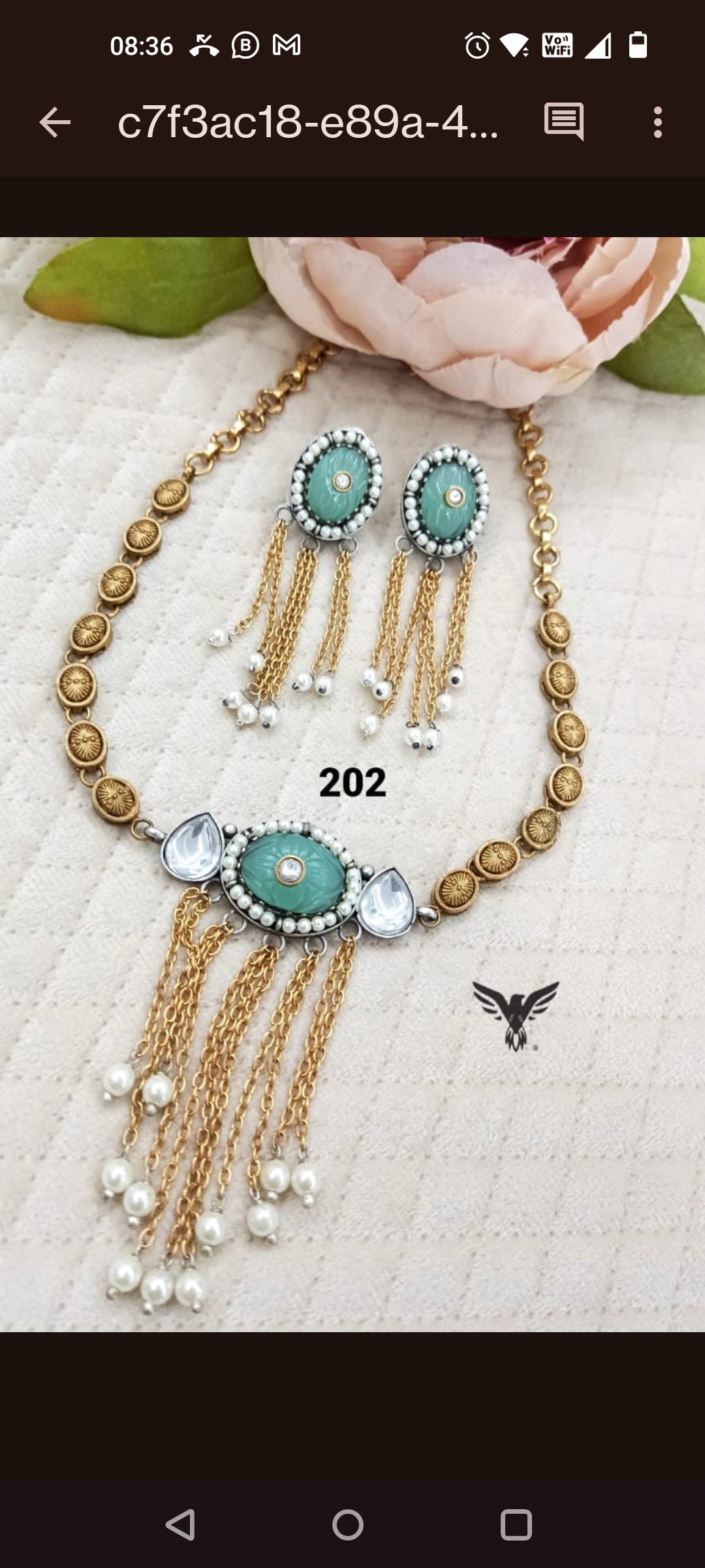 Gehna necklace in carved stone from Amrapali inspired collection in brass gold polish