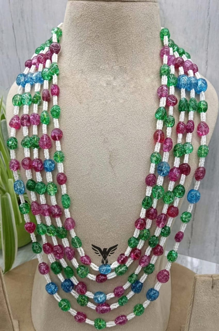 Zed stone five layered multicolour necklace for women