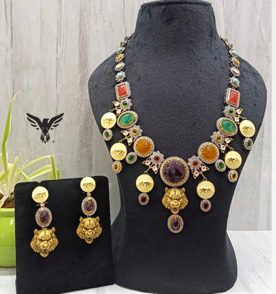 Navratan sabyasachi inspired long necklace for women