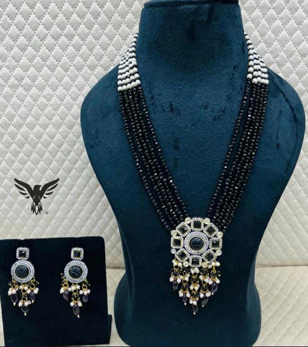 Parul Jaipuri Multi Layered kundan Mala Necklace With Earings For Womens