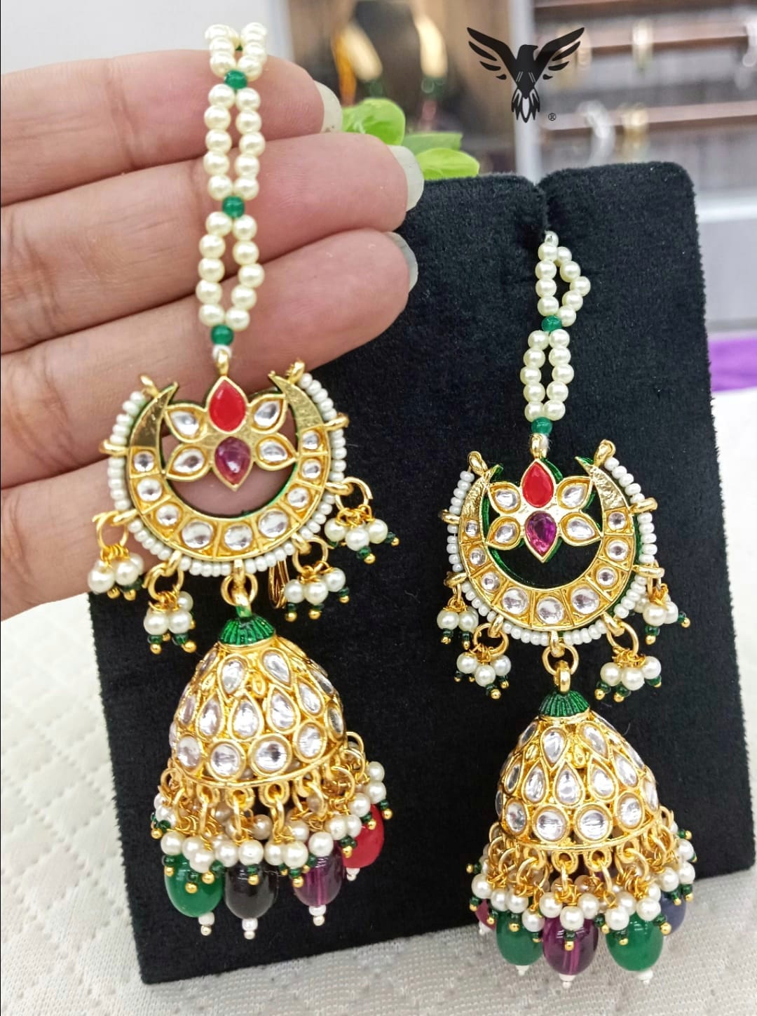 Dhanvi Chandbalis in Jhumki With Kaanchain Kundan Earring For Women