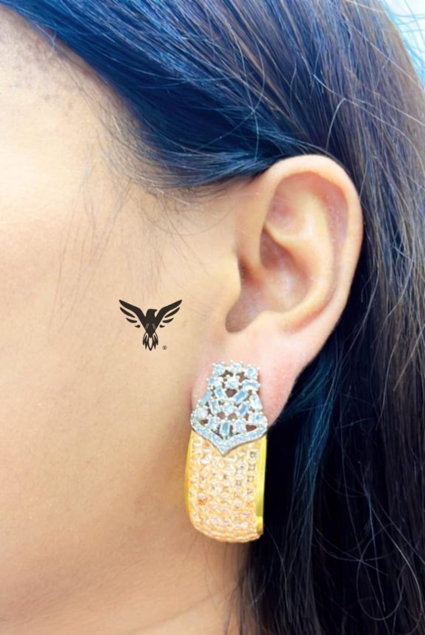 Champagne Diamond Invisible Stones Setting Earings For Women