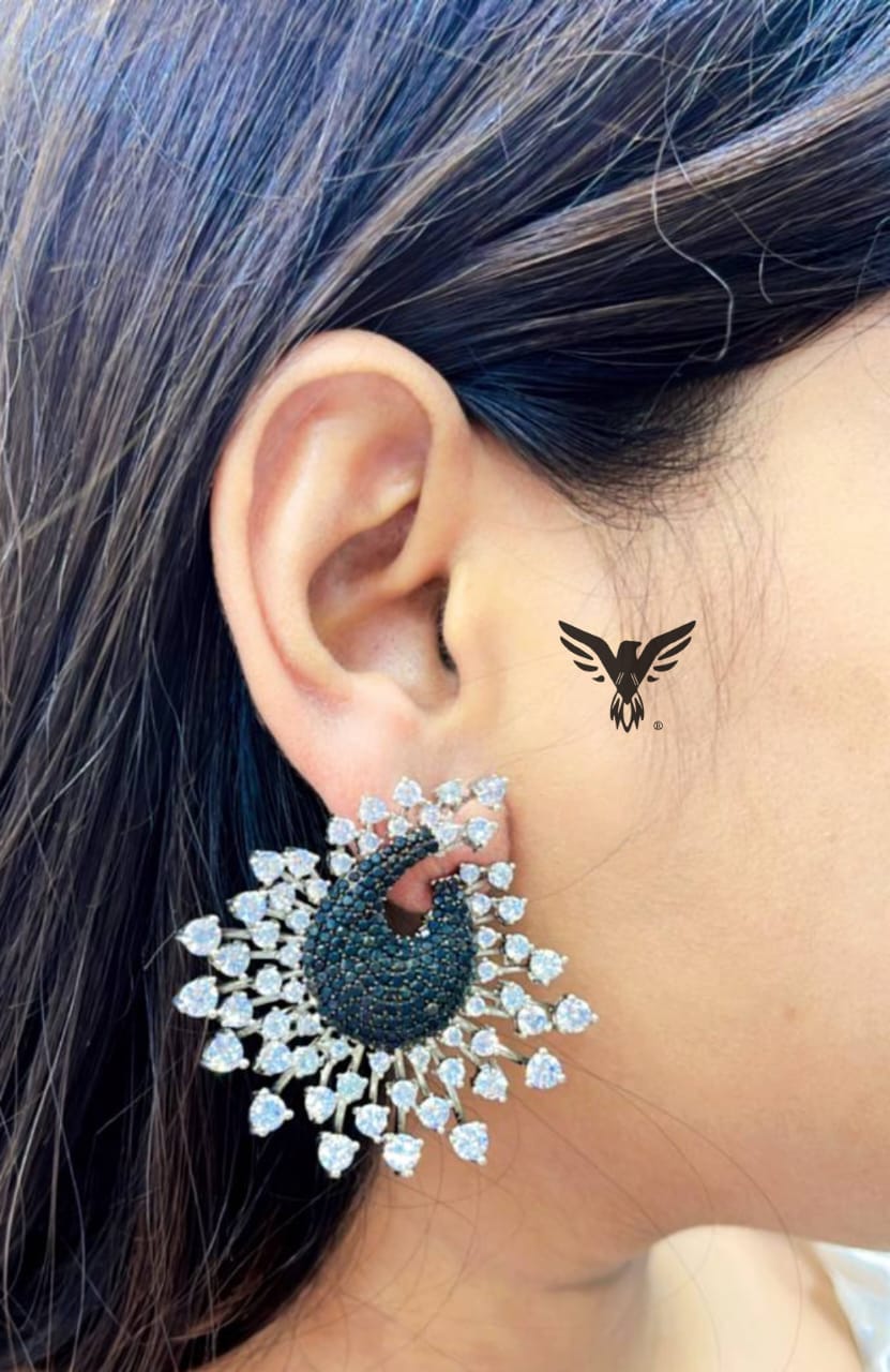 Anisha Invisible Setting Stud Earrings In Floral Pattern