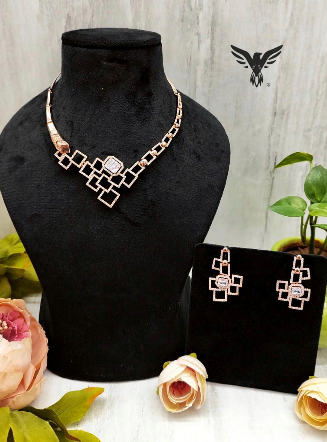 Misha Box In Box Pattern Diamond Necklace For Women