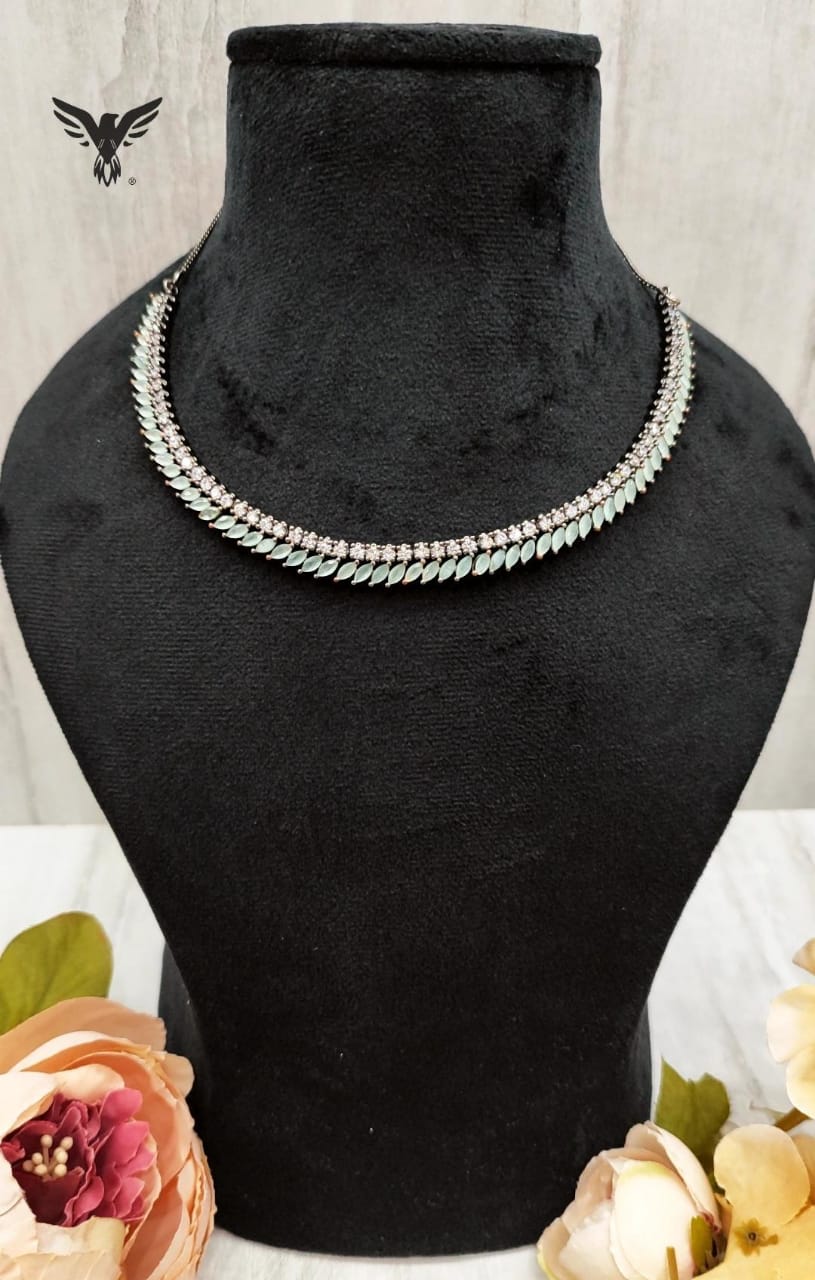 Navi Diamond Necklace Set In Mint For Women