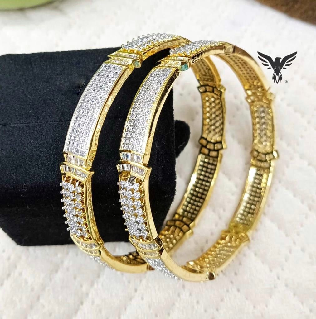 Madhumita Gold Plated Kada In CZ Stone For Women