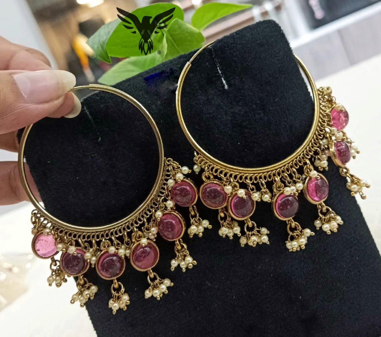 Raashi Gold Plated Pink Pearl Earings For Women