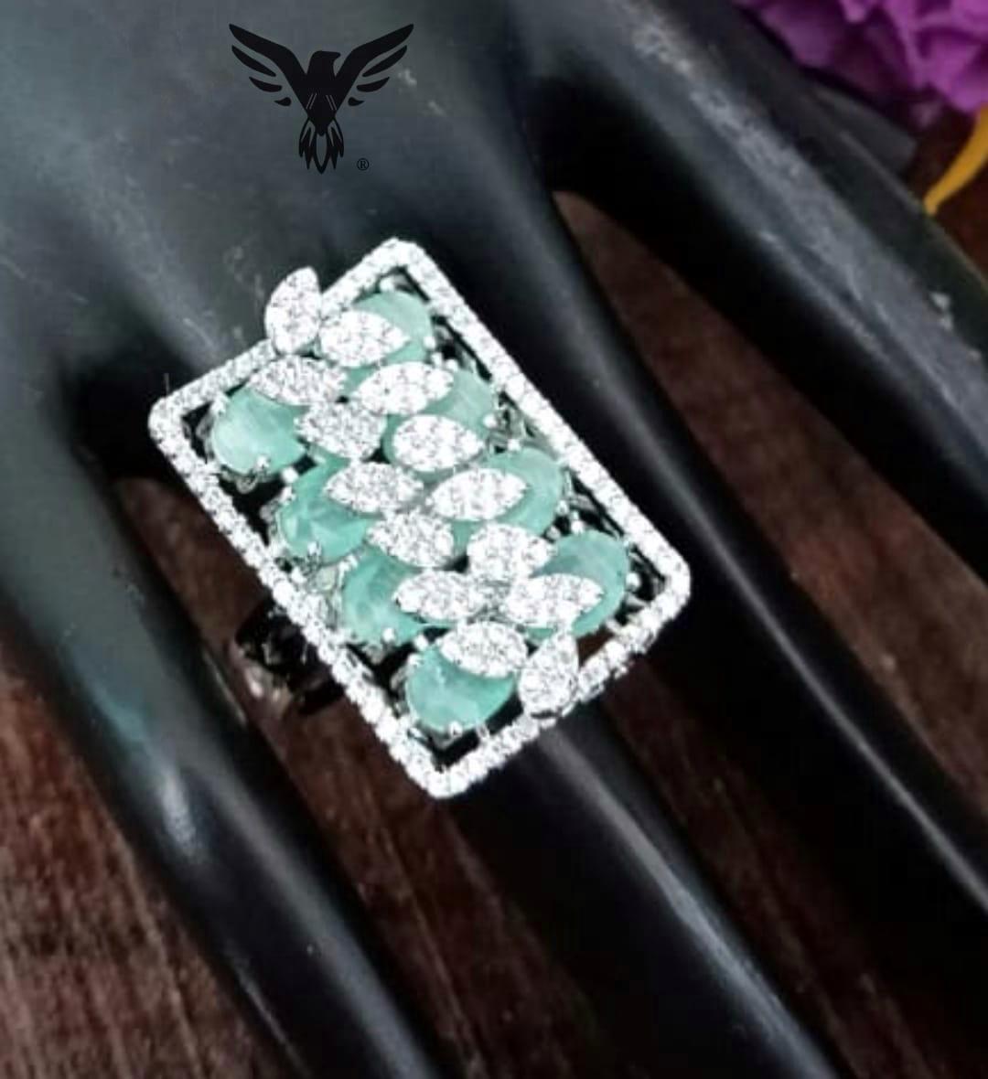 Kashish Diamond Rings In Turquoise For Women