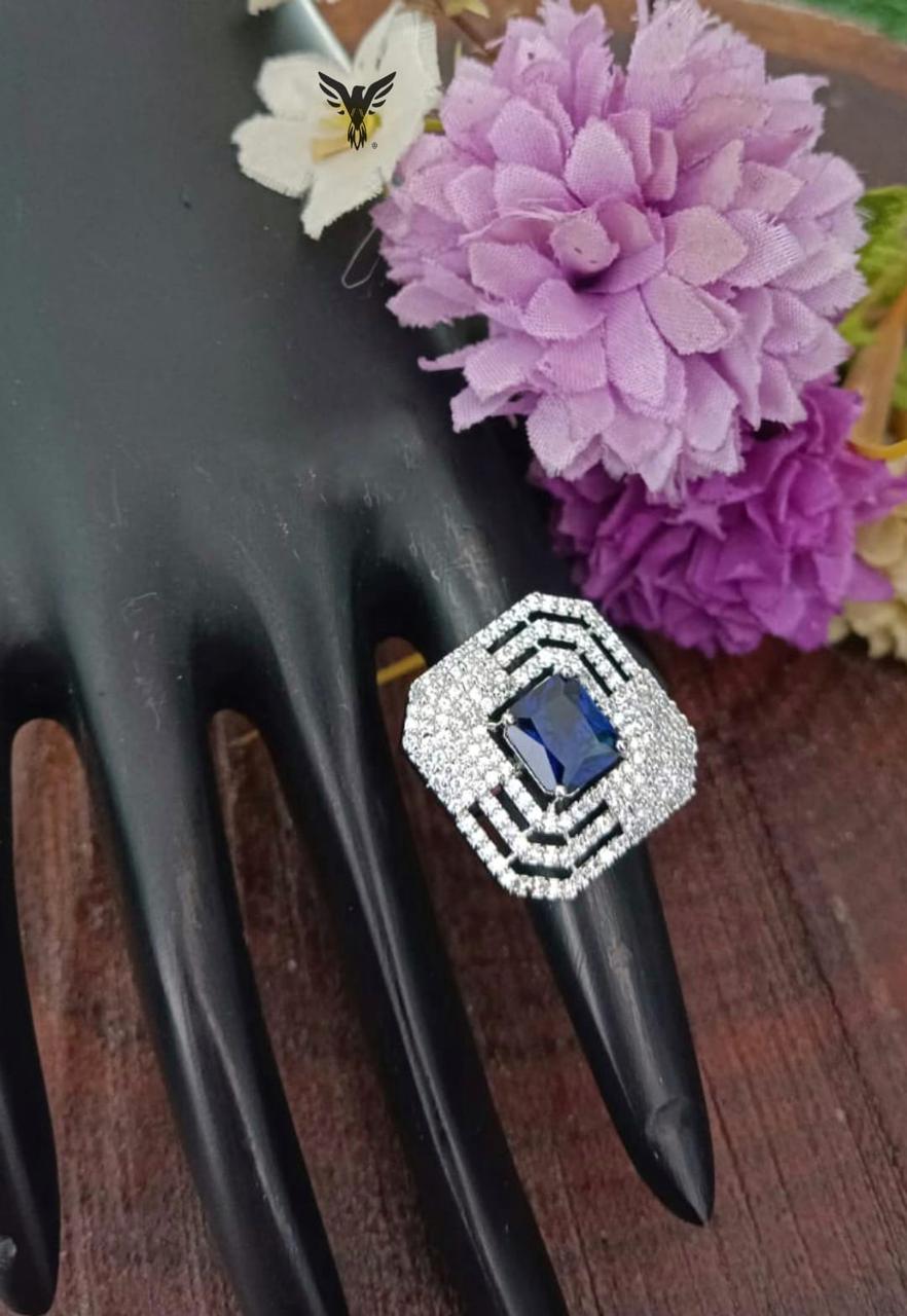 Mudra Diamond Rings In Blue For Women