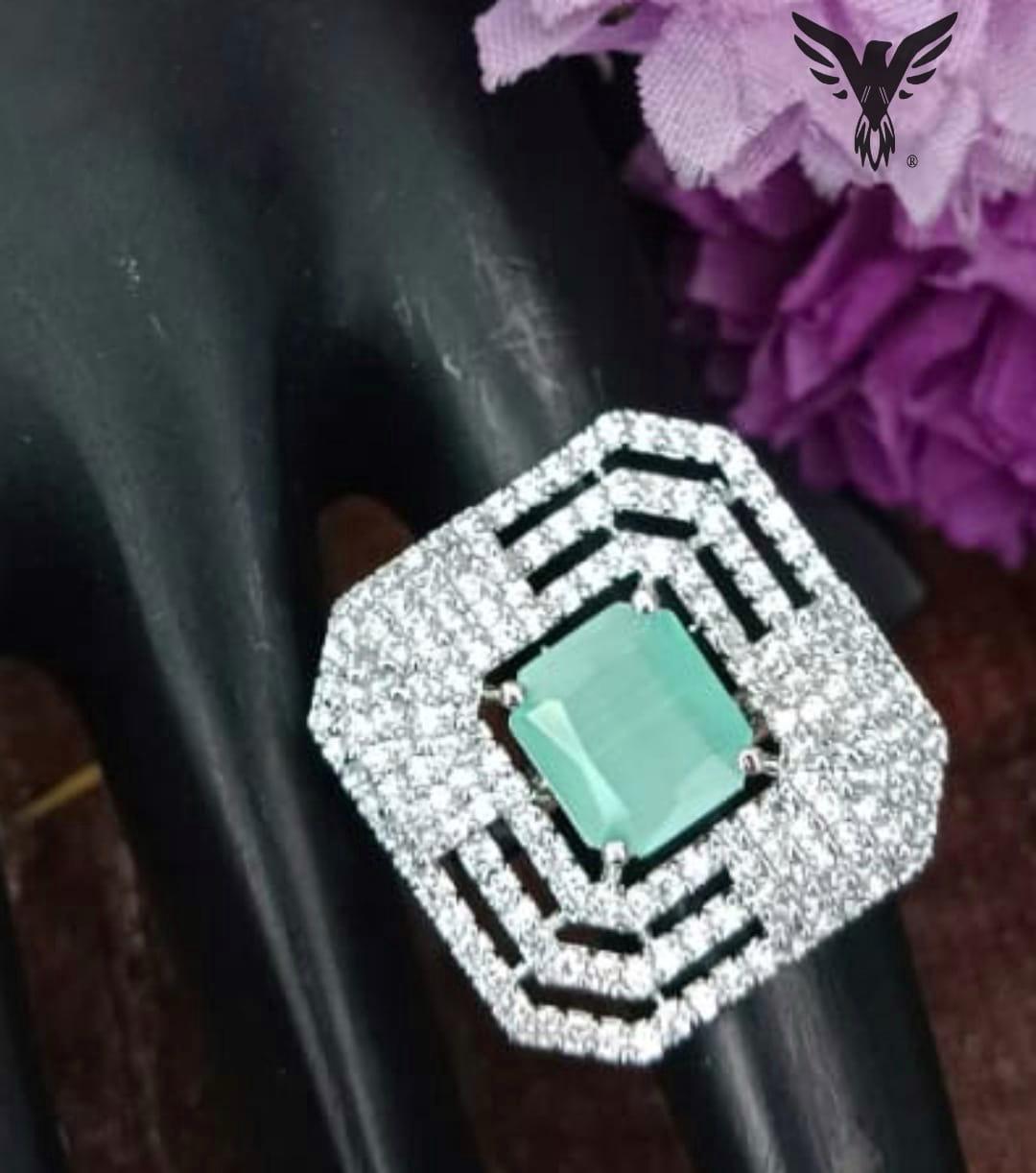 Mudra Diamond Rings In Turquoise For Women