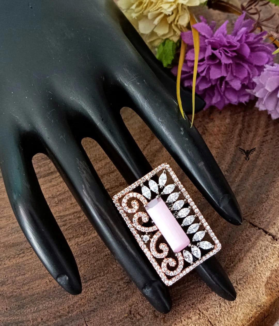 Sharn Diamond Ring In Pink For Women