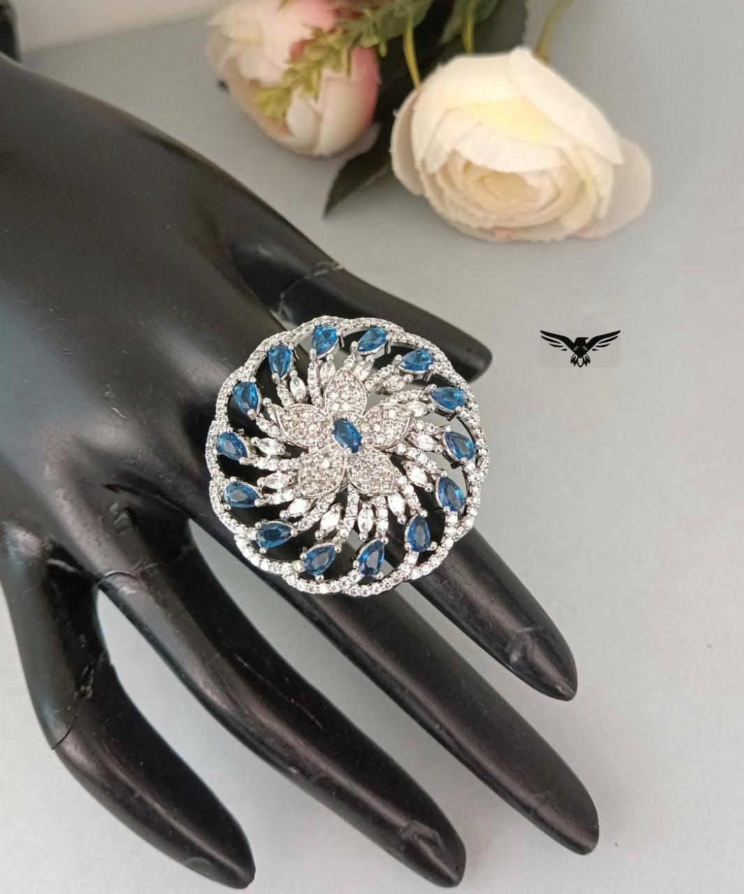 Niha Floral Diamond Ring sapphire For Women
