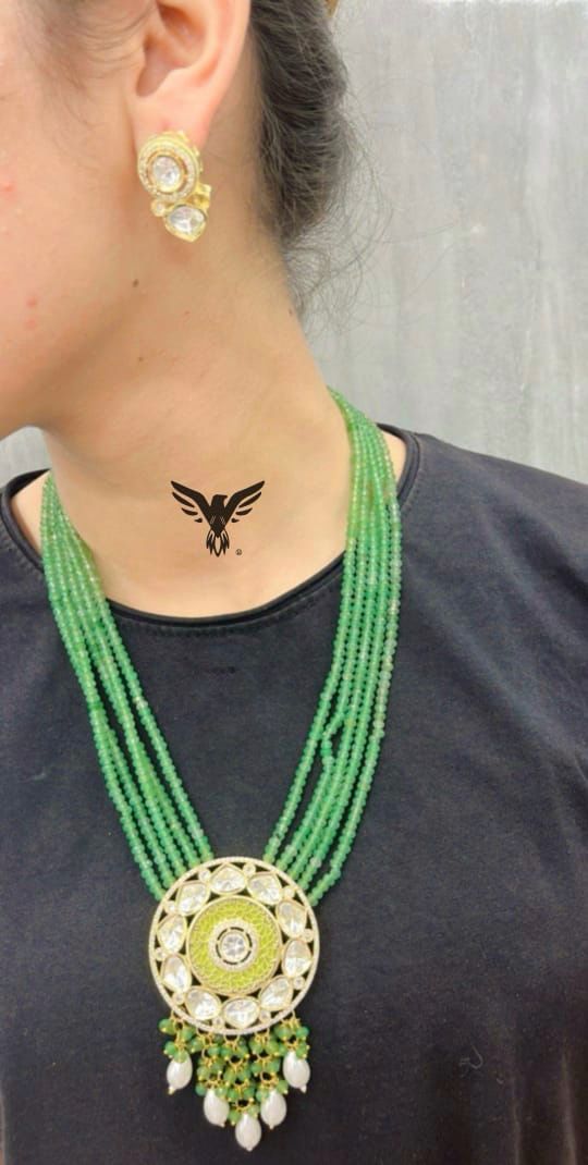 Sohem Multi Layered Mala Necklace In Kundan Broach For Women