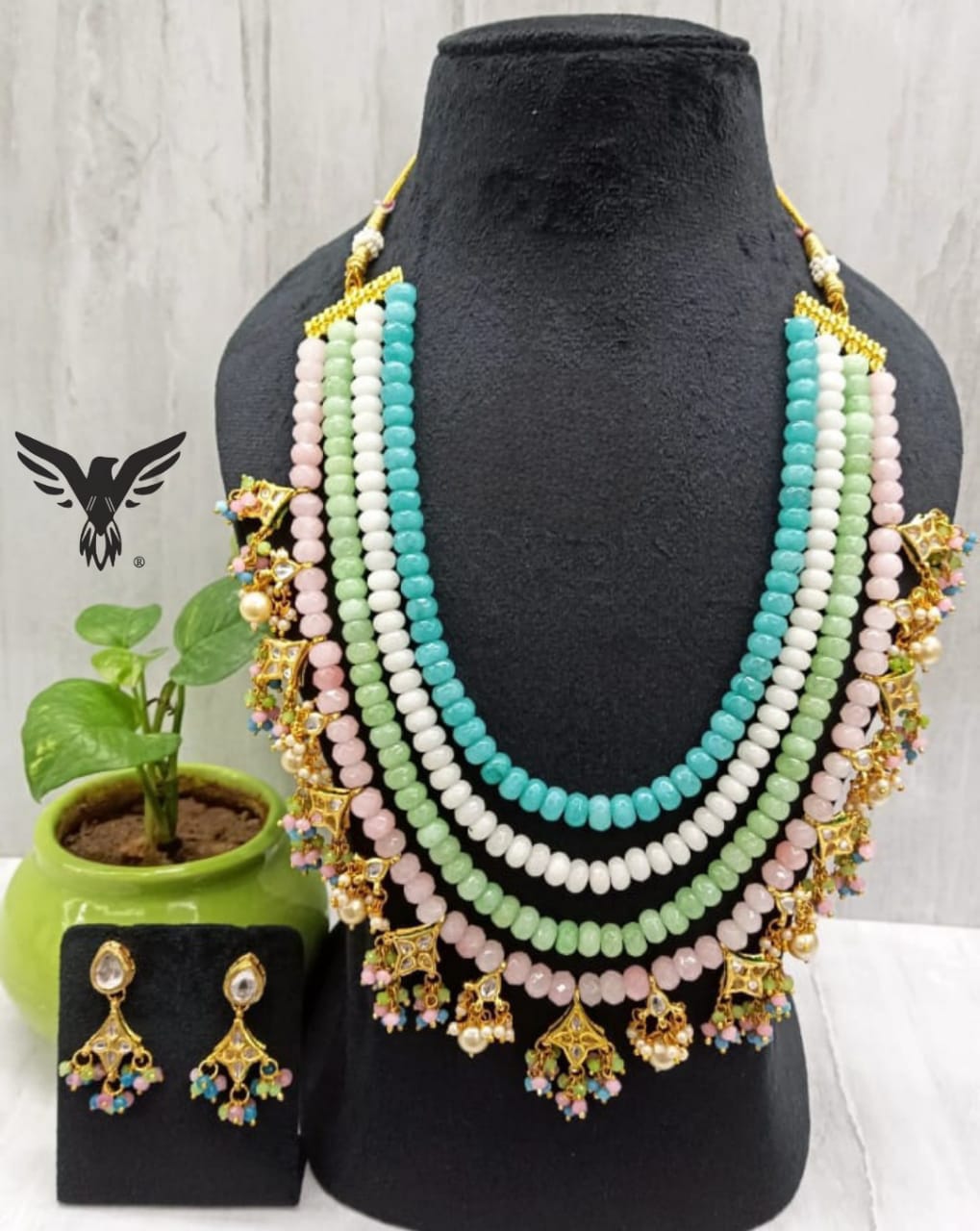 Qasira layered kundan mala for women