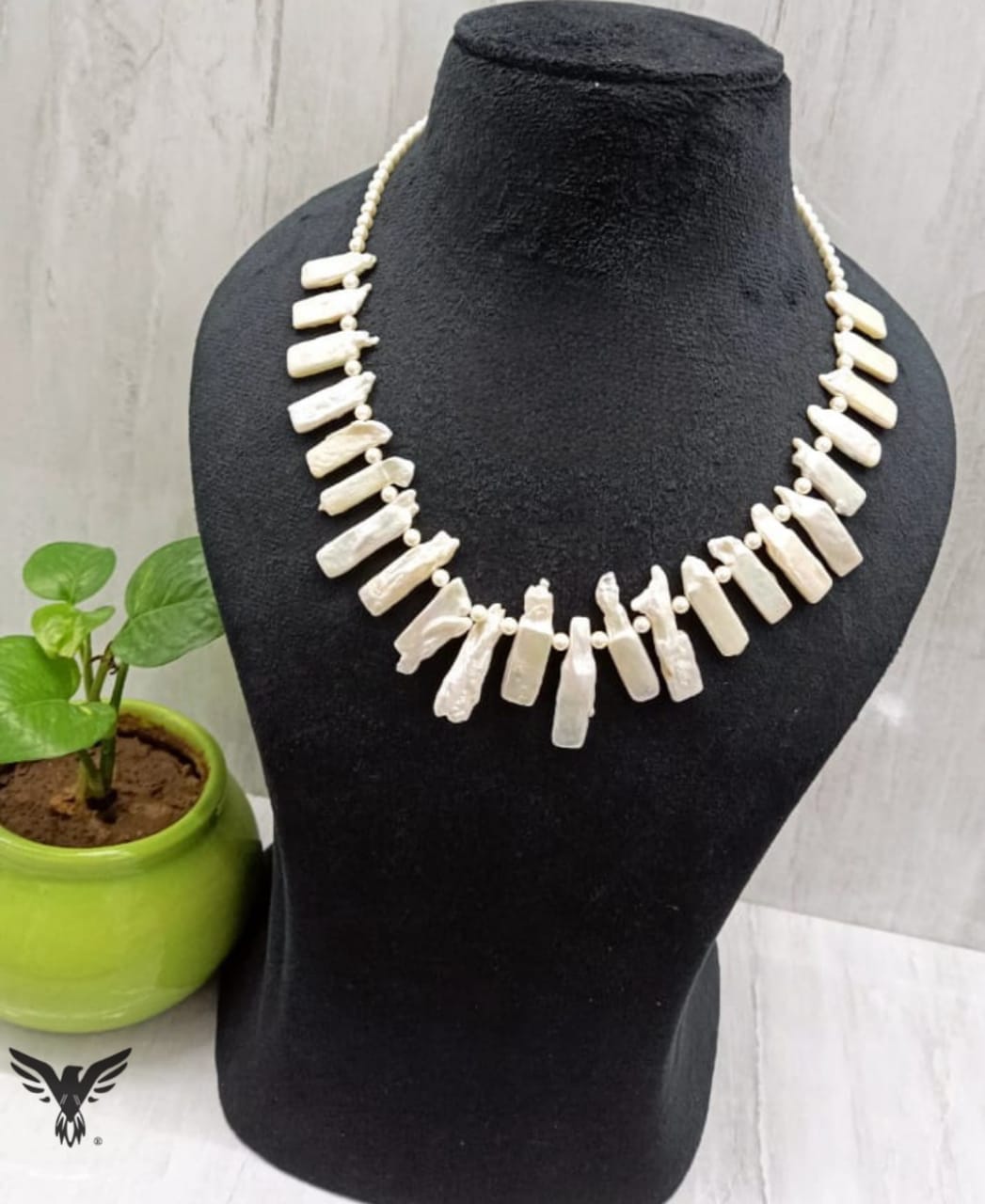 Zaina white pearl mala for women