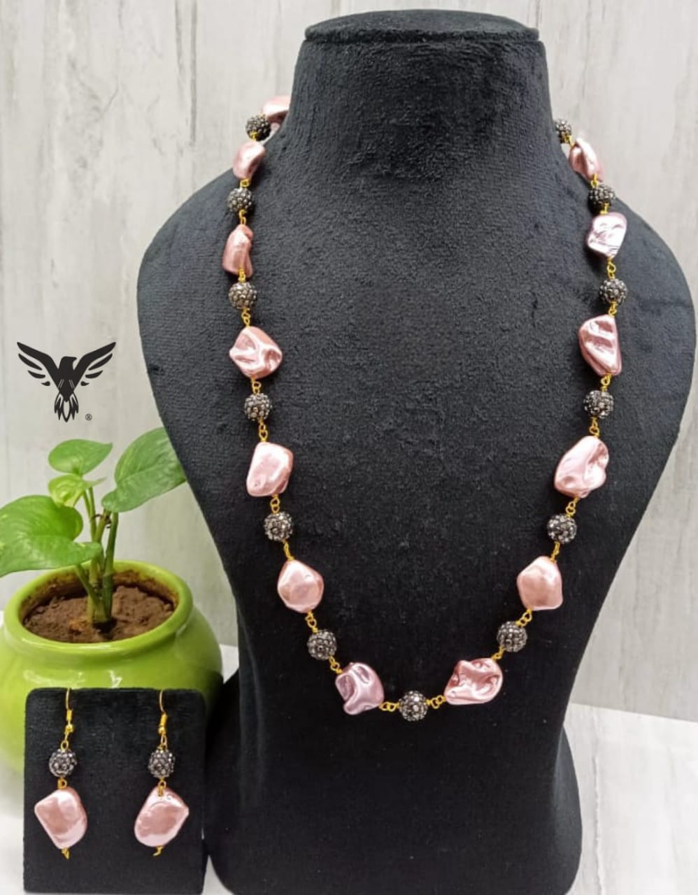 Aafreen pink stone mala for women