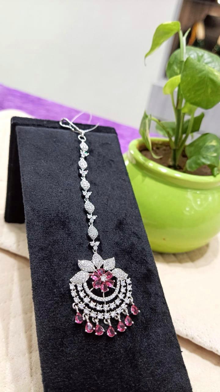 Ruksana CZ Mangtika In Ruby Drop For Women