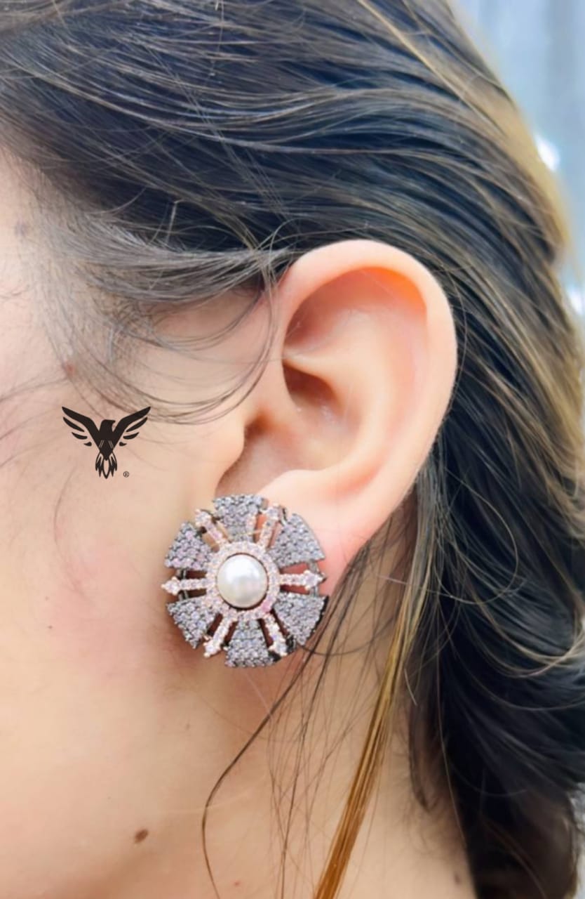Vanshika Jewels beautiful victorian studs for women with pearl in centre