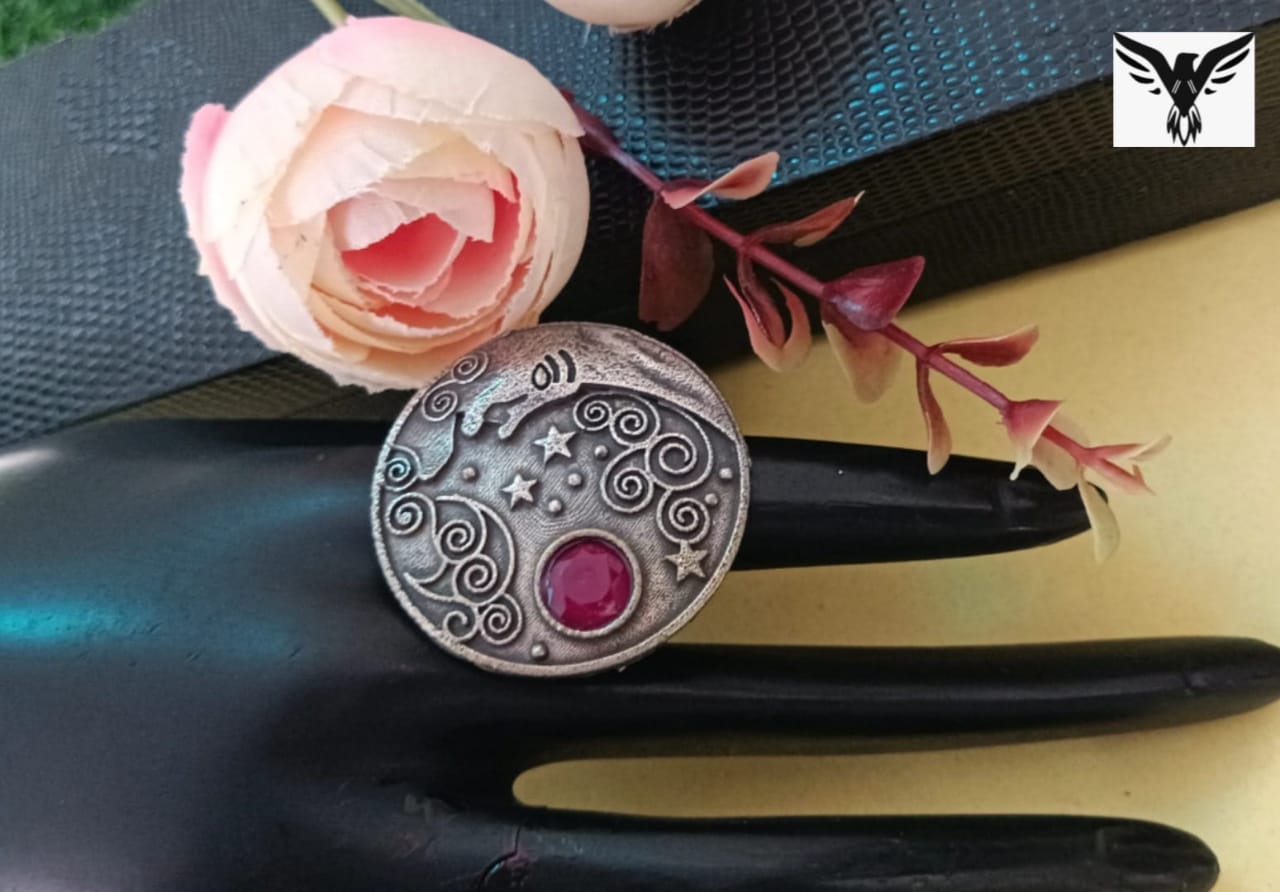 Night Silver Look Alike Ring For Women
