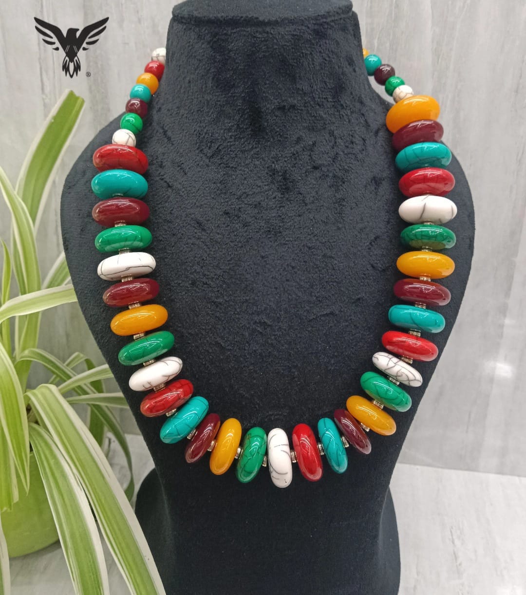 Aashita colourful necklace set in silver look alike for women