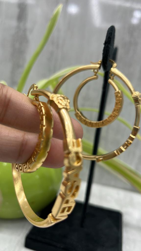 Versache gold plated silver look alike earring for women