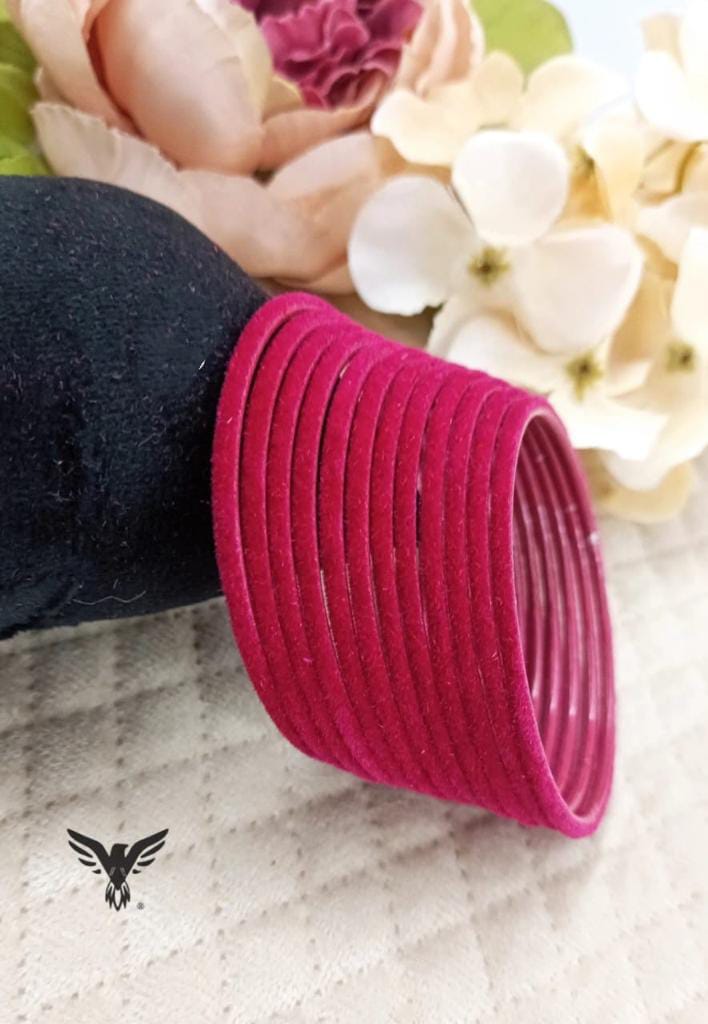 Vahini Ruby velvet bangles For Women