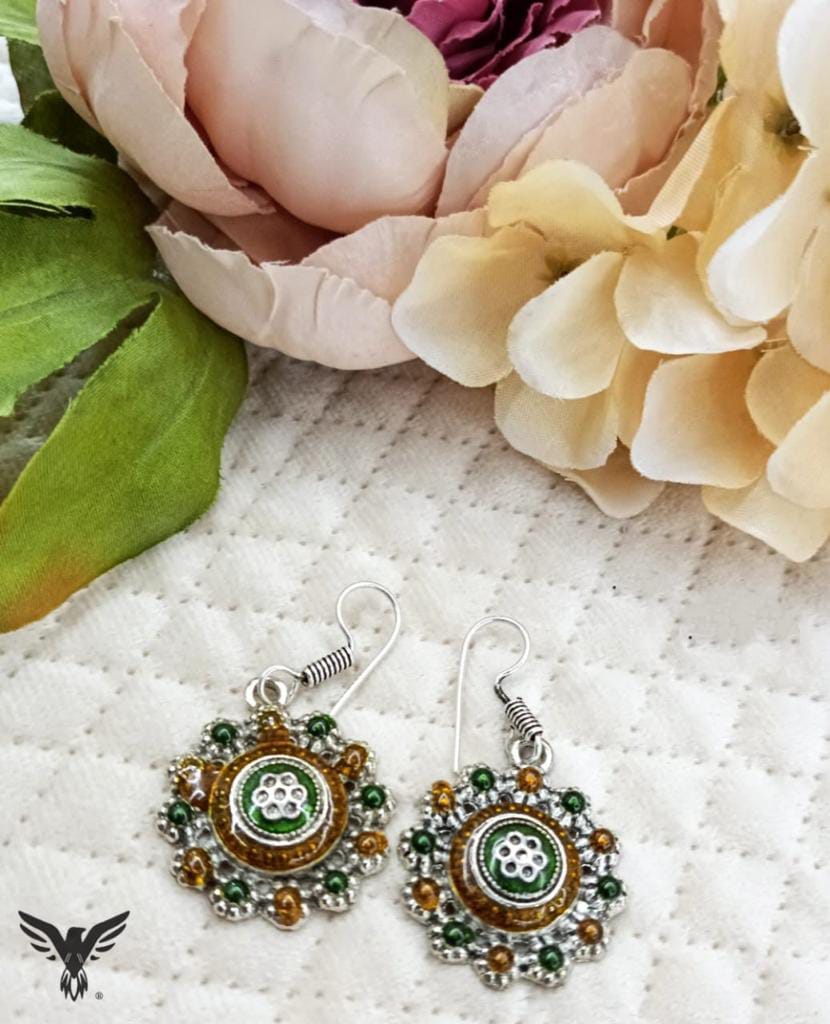 Floral Silver Look Alike hoop Earings For Women