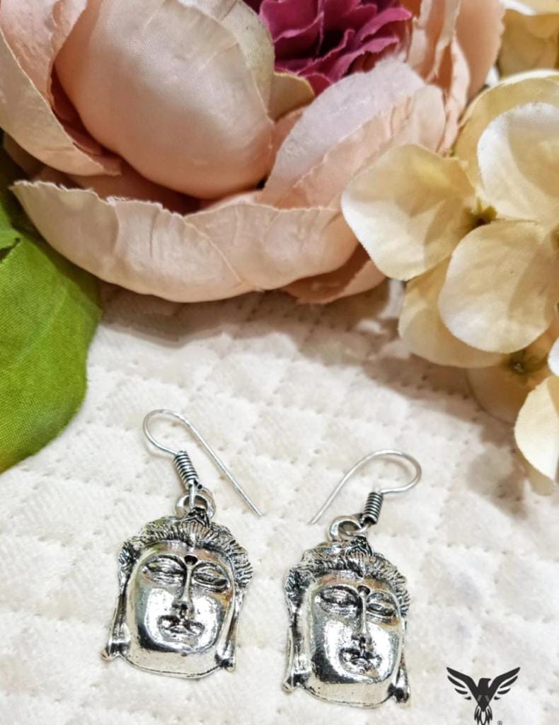 Buddha Silver Look Alike hoop Earings For Women