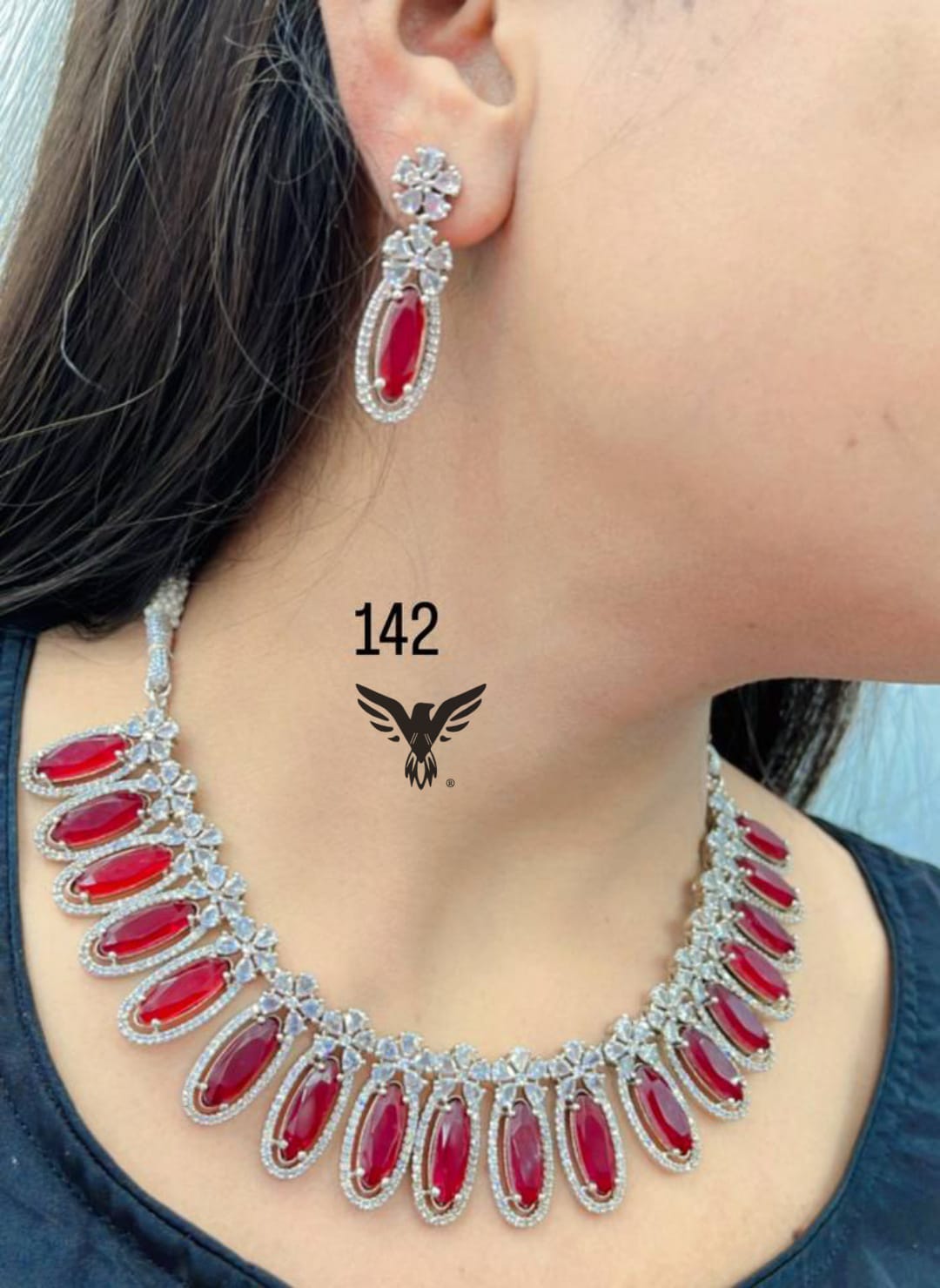 Mand Daimond Necklace In Maroon For Women