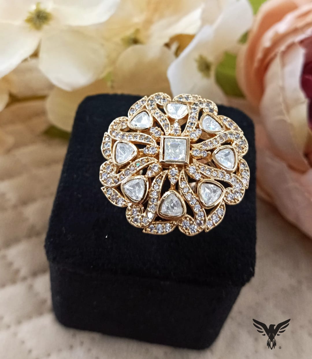 Kamya kundan Ring in White For Women