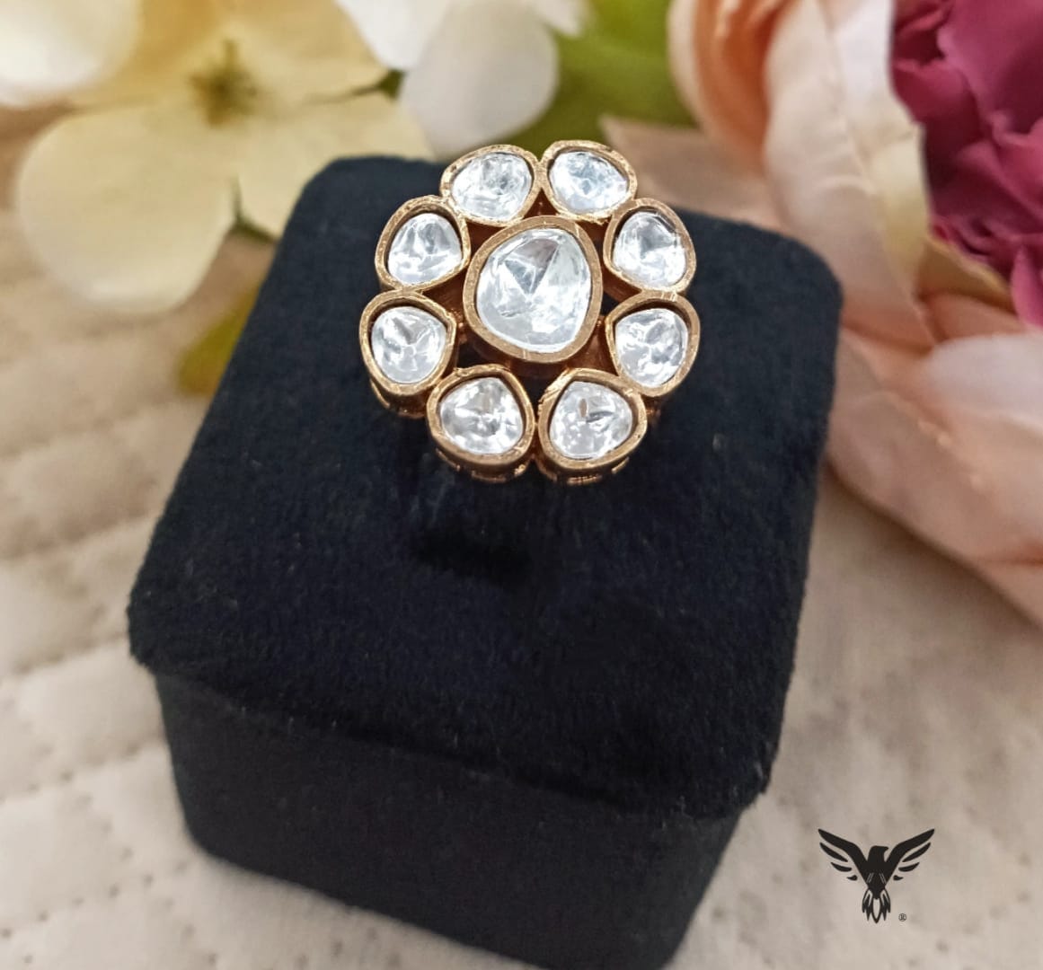 Jasmit kundan Ring in Ruby For Women