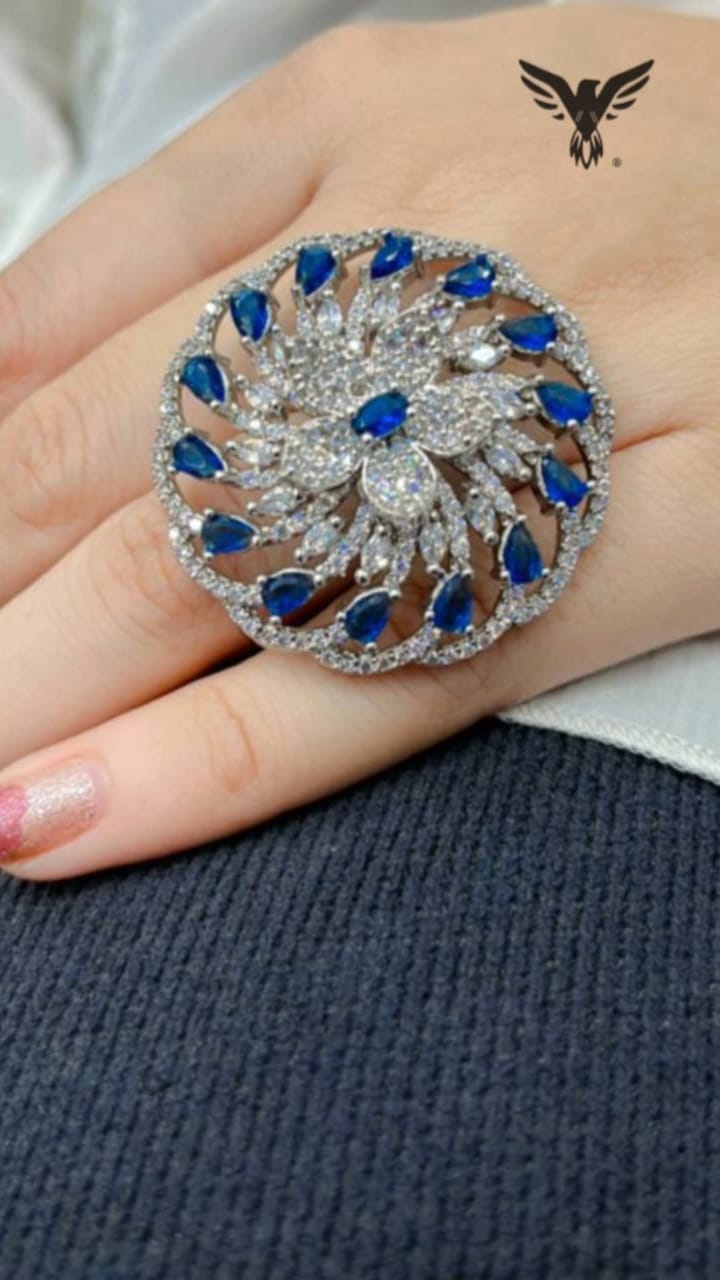 Niha Floral Diamond Ring sapphire For Women
