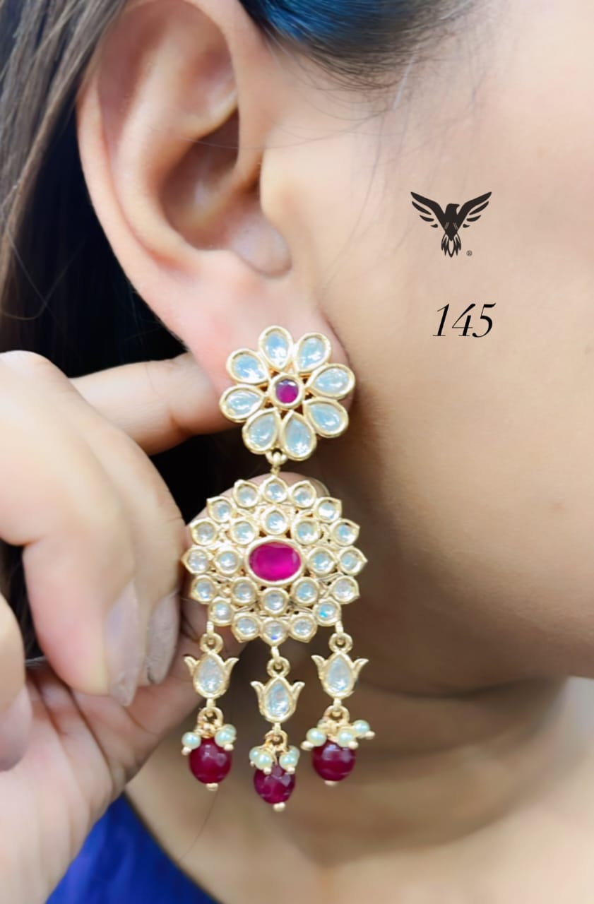 Odika Gold plated Kundan Earings In Ruby For Women