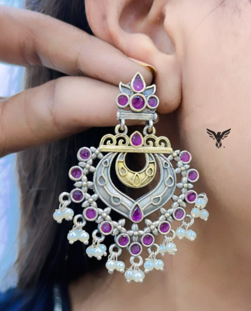 Asin Silver look alike Earrings in Pink For Women